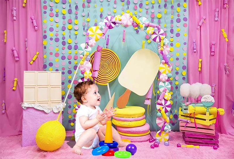 Photography Background Girl Colorful candy chocolate Donut Macaron Birthday Newborn Baby Shower Photo Studio Backdrop