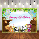 Photography Background Customize Cartoon Masha and Bear Child Birthday Party Photographic Photo Studio Photo Prop
