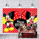 Photography Background Cute Red Mickey Minnie Cartoon Avatar Bow Background Baby 1st Birthday Party Photo Studio Custom