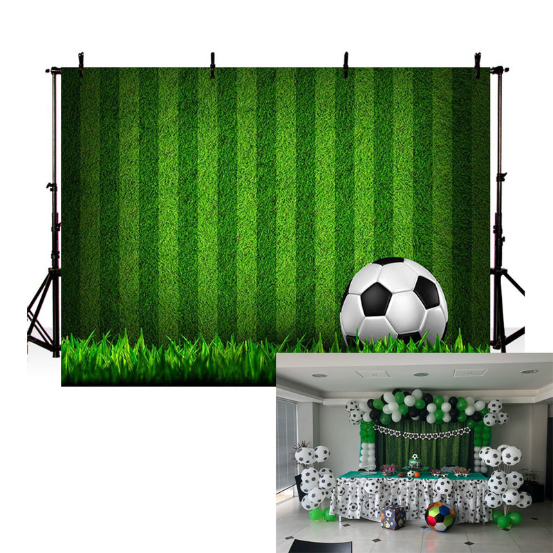 Soccer Photography Background Green Field Grass Soccer Party Backdrop Boy Baby Happy Birthday Party Decor Football Backdrop Photo Studio
