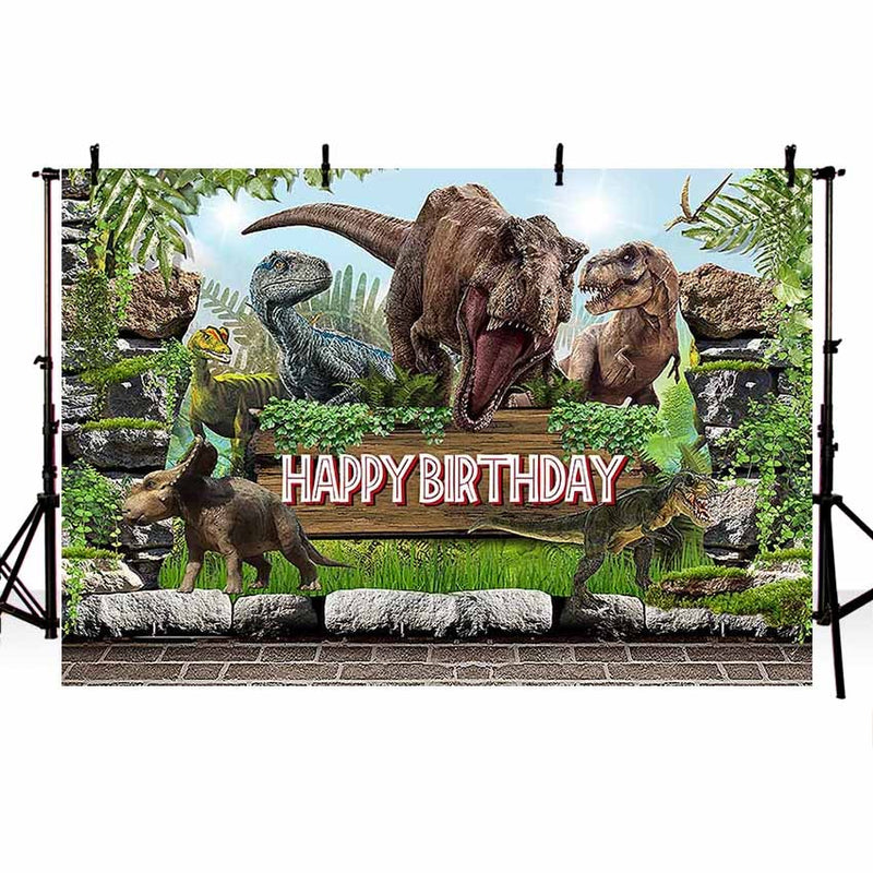 Arrière-plan de photographie forêt dinosaure jurassique, arrière-plan personnalisé pour fête d'anniversaire pour enfants garçons, accessoires de Studio Photo