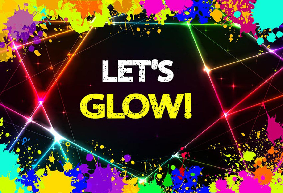 Kid Photography Background Glow Neon Backdrop Let's Glow Splatter Glowing Birthday Party Banner Decoration Photo Studio Backdrop