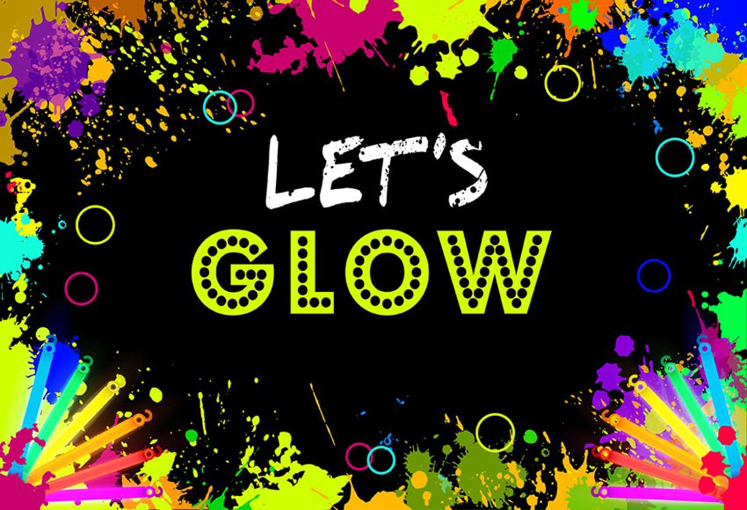 Photography Background Glow Neon Backdrop Let's Glow Splatter Glowing Birthday Party Banner Decoration Photo Studio Backdrop