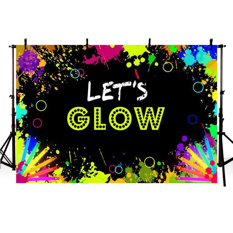 Photography Background Glow Neon Backdrop Let's Glow Splatter Glowing Birthday Party Banner Decoration Photo Studio Backdrop