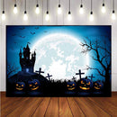 Fondo de fotografía Halloween calabaza Horrible casa embrujada luna llena murciélagos decoración foto estudio telón de fondo sesión fotográfica 