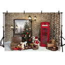 Photography Background Interior Christmas Light Telephone Gift Bear Holiday Family Portraits Backdrop Photo Studio Prop