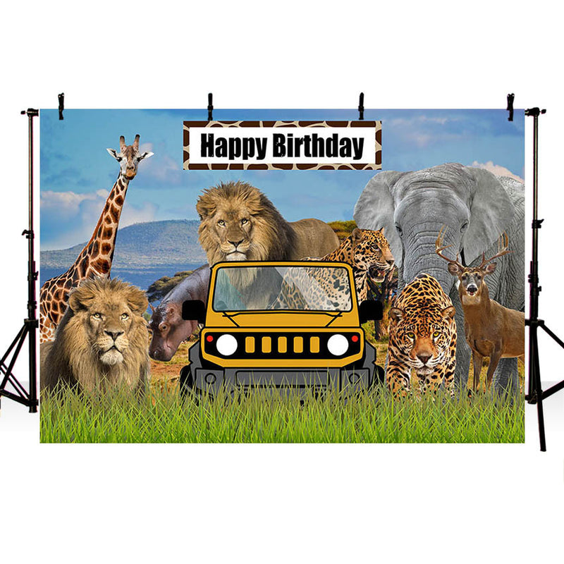 Photography Background Jungle Africa Animals Safari Wildlife Forest Child Boy Birthday Party Decor Backdrop