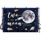 Arrière-plan de photographie de fusée spatiale, astronaute deux la lune, décor de fête d'anniversaire pour 2e garçon, arrière-plan de Studio Photo 