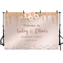 Photography Background Pink Flower Gold Glitter Diamond Custom Wedding Bride Engagement Party Backdrop Photo Studio Prop