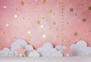 Fondo de fotografía rosa centelleante pequeña estrella nubes niña 1er cumpleaños pastel Smash decoración telón de fondo estudio fotográfico 