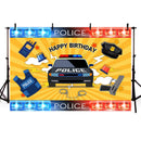 Fondo de fotografía policía congelado coche uniforme niños fiesta de cumpleaños pastel Mesa decoración telón de fondo estudio fotográfico 