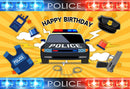 Fondo de fotografía policía congelado coche uniforme niños fiesta de cumpleaños pastel Mesa decoración telón de fondo estudio fotográfico 