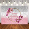 Pink Sliver Glitter Happy Birthday Pink Balloon Rose Flowers Girls Kids Women Backdrop Photo Studio