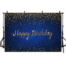 Fondo de fotografía azul real puntos de brillo dorado niños hombres decoraciones de feliz cumpleaños Banner telón de fondo estudio fotográfico 