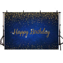 Photography Background Royal Blue Golden Glitter Dots Kids Men Happy Birthday Decorations Banner Backdrop Photo Studio
