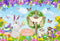 Arrière-plan de photographie de printemps, jésus Christ, croix, œufs de pâques, fleurs, décor de fête d'anniversaire pour enfants, arrière-plan pour Studio Photo 
