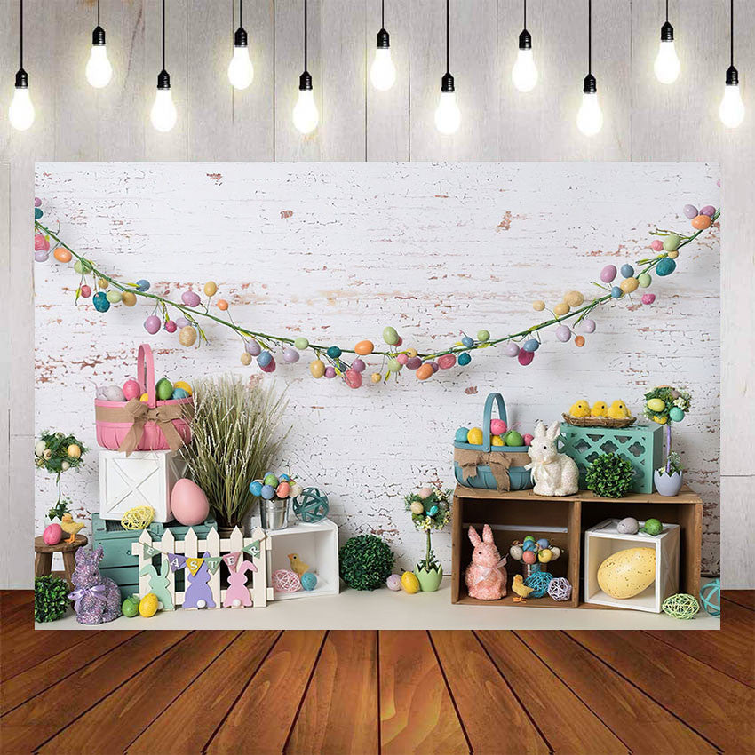 Photography Background Spring Rabbit Eggs Wood Board Farm Baby Child Party Decoration Photophone Photo Backdrops