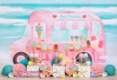 Arrière-plan de photographie d'été, camion de crème glacée rose, Dessert, gâteau d'anniversaire pour enfants, décor Smash, accessoires de Studio Photo 