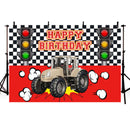 Arrière-plan de photographie de camion, voitures de course, grille noire et blanche, décor de fête d'anniversaire pour enfants, accessoires de Studio Photo