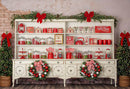 Photography Background Winter Christmas Kitchen Wood Cupboard Candy Kids Holiday Party Portrait Backdrop Photo Studio