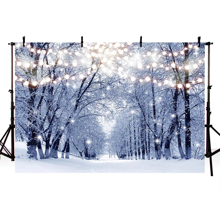 2020 Winter Snow Photography Backdrops Christmas Background Backdrops Forest Trees Snowflake Props Lighting Vinyl photo Backdrop