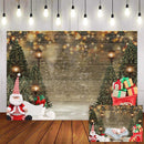 Wood Photography Background Winter Christmas Snow Glitter Pine Trees Gifts Newborn Baby Kids Portrait Backdrop Photo Studio