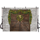 Brick Wall Photography Backdrops Christmas Background Backdrops Wood Door Home Party Decoration Props Xmas Vinyl photo Backdrop