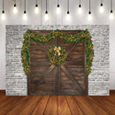 Brick Wall Photography Backdrops Christmas Background Backdrops Wood Door Home Party Decoration Props Xmas Vinyl photo Backdrop