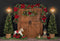 Arrière-plan de photographie d'hiver, noël, porte de grange en bois, arbre de pin, lumière de fête de vacances pour enfants, arrière-plan de Portrait, Studio Photo 