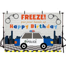 Fondo de fotografía policía coche ciudad esposas niños decoraciones para fiesta de cumpleaños telón de fondo cabina estudio fotográfico 