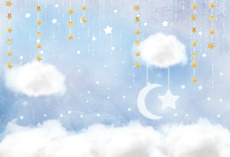 Photography Background Blue White Cloud Birthday Boy Baby Shower Party Twinkle Twinkle Little Star Backdrop Photo Studio