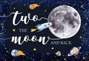 Fondo de fotografía espacio exterior cohete astronauta dos la luna 2. ° niños decoración de fiesta de cumpleaños telón de fondo estudio fotográfico 