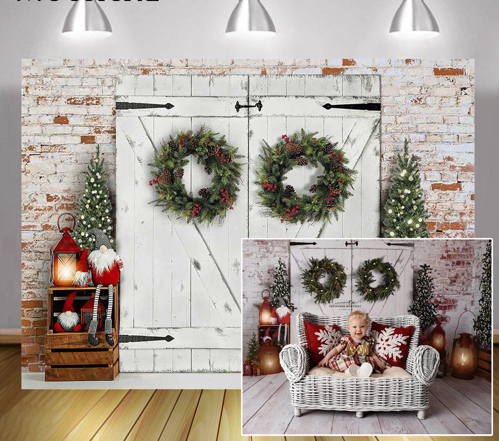 Photography Christmas Birthday Backdrop Winter Retro Wood Backdrop Wre ...