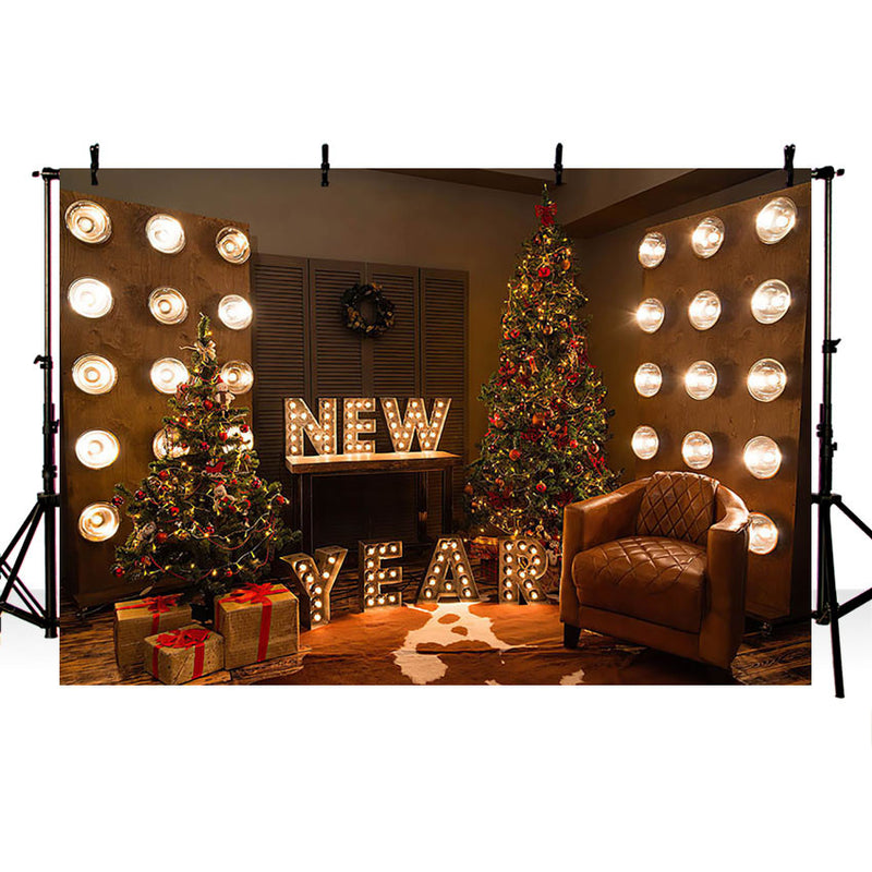 Arrière-plan de photographie de noël, lumières à paillettes pour salle intérieure, décor de Portrait de famille d'enfant, accessoire de Studio Photo