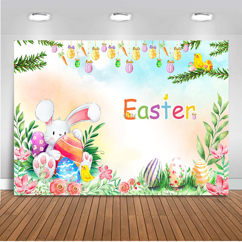 Photography Easter Eggs Backdrop Cute Rabbit Spring Easter Party Decoration Photo Background Photo Studio Newborn Birthday