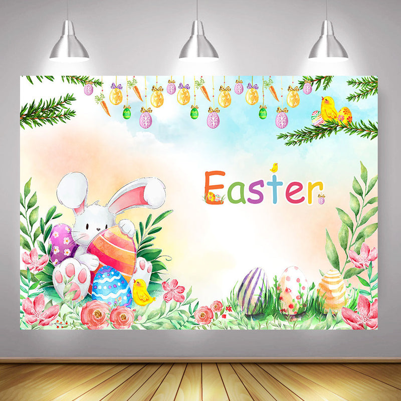 Photography Easter Eggs Backdrop Cute Rabbit Spring Easter Party Decoration Photo Background Photo Studio Newborn Birthday