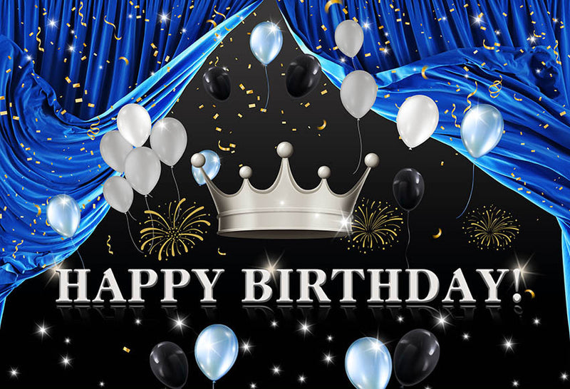 Fondo de fotografía cortinas azules reales coronas de globos decoración de fiesta de cumpleaños del Principito telón de fondo estudio fotográfico