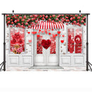 Photography Valentine's Day Portrait Backdrop Love Red Flower Romantic Wedding Background Bear Bokeh Retro Rose Shop Photo Shoot