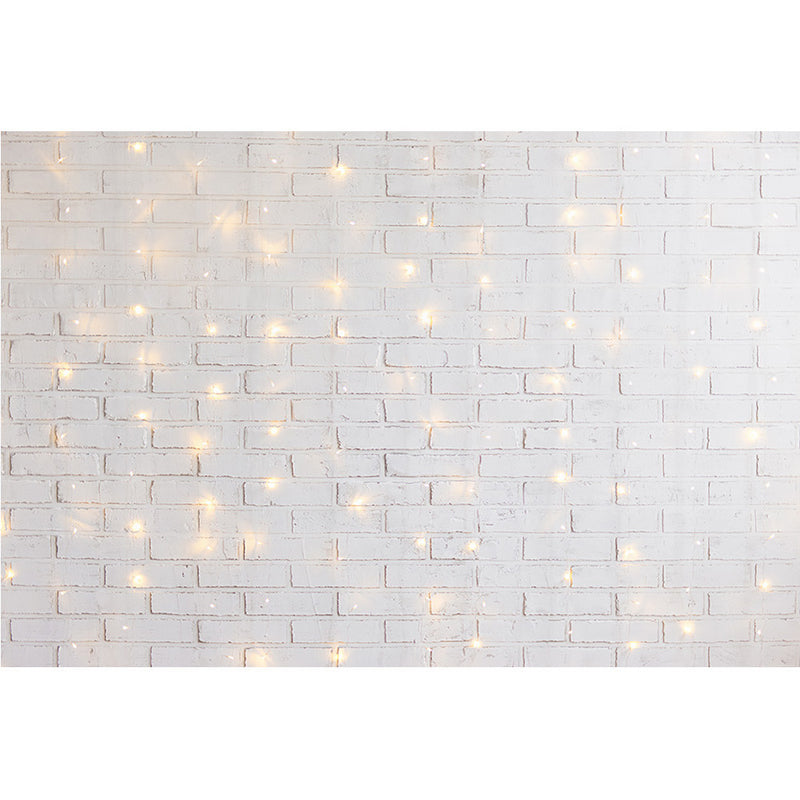 Photography White Brick Wall Background for Photocall Flashing Glitter Lights Children Baby Birthday Portrait Photo Backdrop