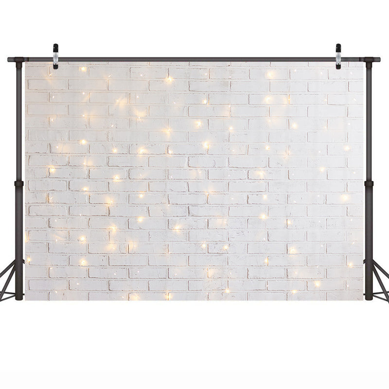 Photography White Brick Wall Background for Photocall Flashing Glitter Lights Children Baby Birthday Portrait Photo Backdrop