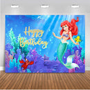 Photography backdrop Girls little mermaid customize party decoration under the sea Ariel birthday theme background for photo