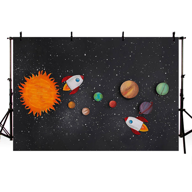 Photography background Astronaut Themed for Boys Space Ship Birthday Party Decor Photocall Backdrops Photo Studio Photo Prop
