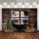 Xmas Photography Background Christmas Tree Window Photo Backdrop Studio Portrait Background For Photo Studio Newborn Baby