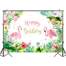 Pink Flamingo Birthday Backdrop Summer Tropical Hawaiian Floral Photography Background Flower Baby Shower Cake Table Banner