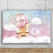 Pink Hot Air Balloon Baby Shower Backdrop Twinkle Twinkle Little Star Golden Star Photo Background Blue Sky White Clouds Dessert Table Banner
