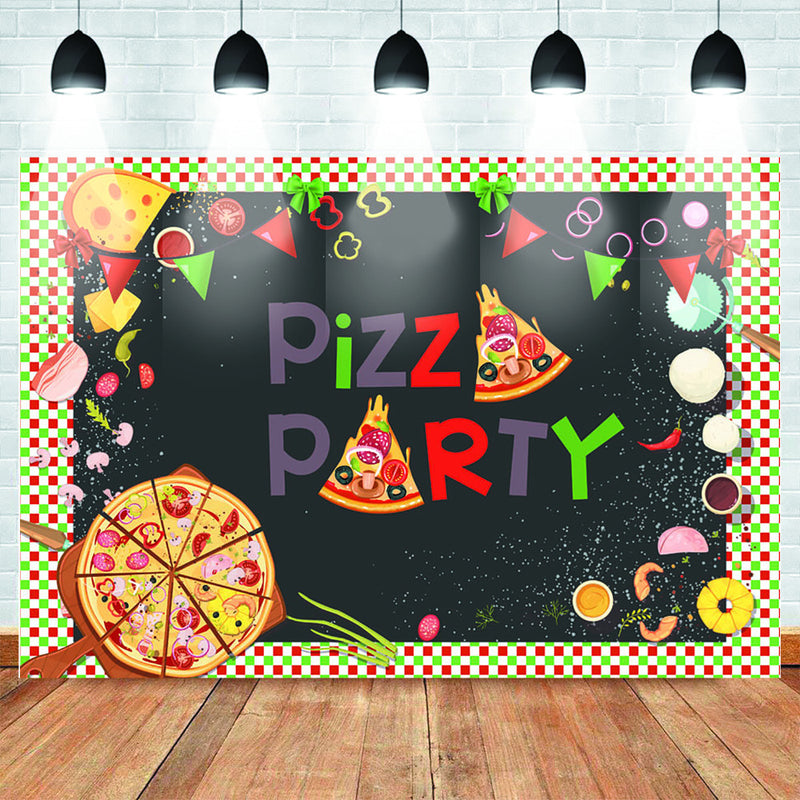 Pizza Party Backdrop for Photography Friends Party Pizza Shop Banner Background Supplies Props Pizza Theme Birthday Backdrops