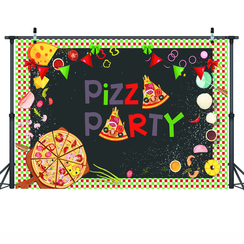 Fondo de fiesta de Pizza para fotografía, fiesta de amigos, cartel de tienda de Pizza, suministros de fondo, accesorios, fondos de cumpleaños con tema de Pizza