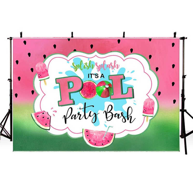 Watermelon Themed Girl First Birthday Photo Studio Background Pool Swimming One in a Melon Birthday Summer Fruit Party Decorations Banner Photography Backdrops for Dessert Table