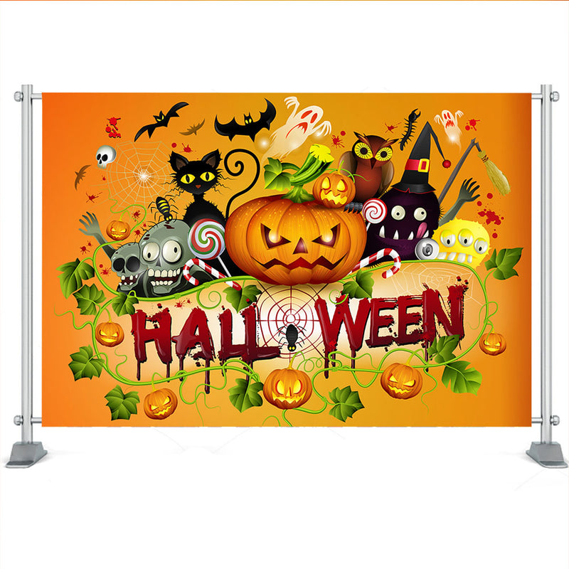 Pumpkin Halloween Photography Birthday Party Skull Backdrop Bats Skull Cat Photo Booth Ghost Owl Decorations