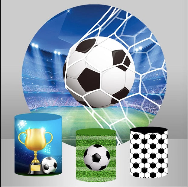 Round Circle Backdrop Soccer Football Background Kids Birthday Party Decor Photo Studio Baby Shower Cake Candy Table Cover